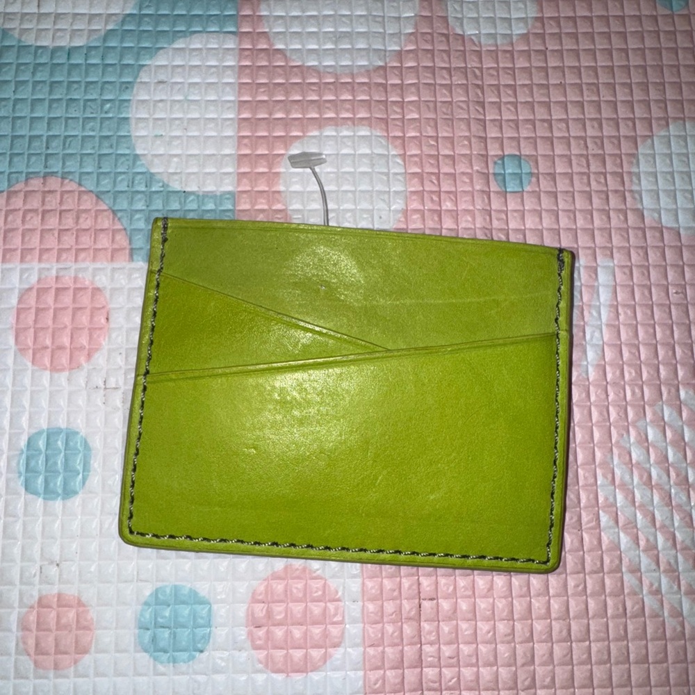 Lime Green Leather Card Holder